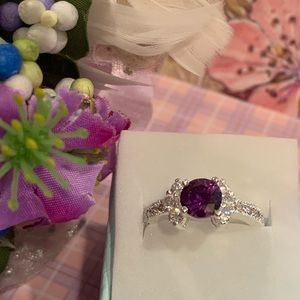 Exquisite Violet Sapphire & White Topaz Ring